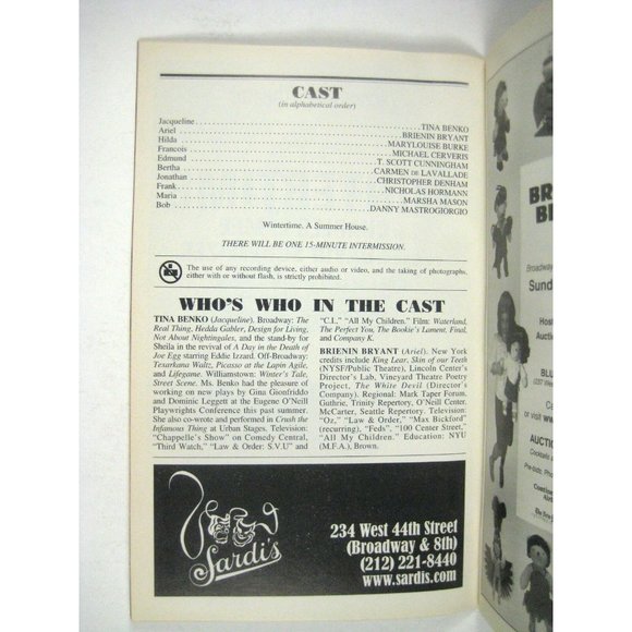 Wintertime Playbill 2004 Second Stage Theatre Charles Mee Michael Cerveris Burke - Picture 5 of 7